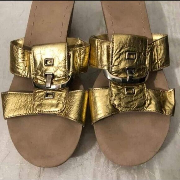 Nine West Sz 9 Gold Platform Sandals - Picture 2 of 5